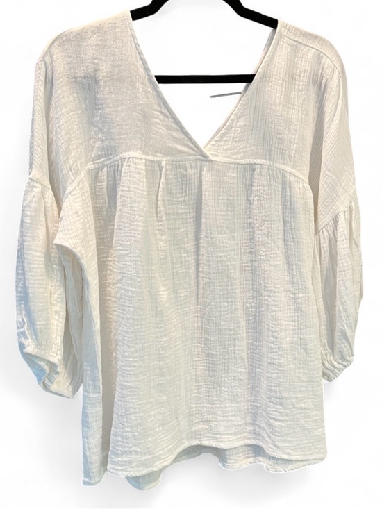 Source Unknown Tops - Source Unknown Cream V-Neck Textured Gauze Blouse